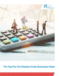 The Top 5 Tax Mistakes Small Businesses Make calculator with people on top of it